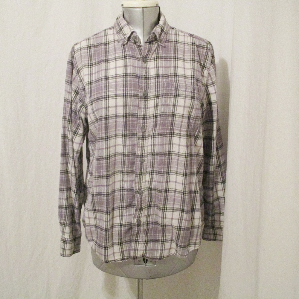 Faded Glory Plaid Flannel Button Down M